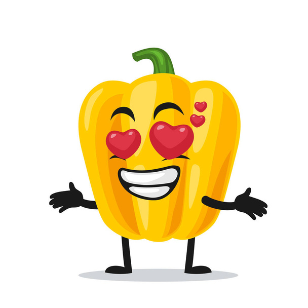 vector illustratie van paprika mascotte of karakter met liefde oog - Vector, afbeelding