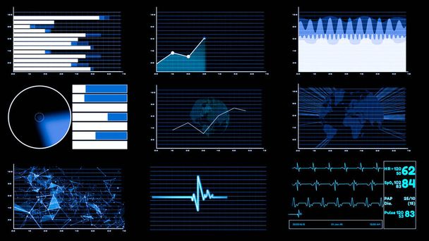 Futuristic user interface dashboard for big data analytic in information chart - Photo, Image