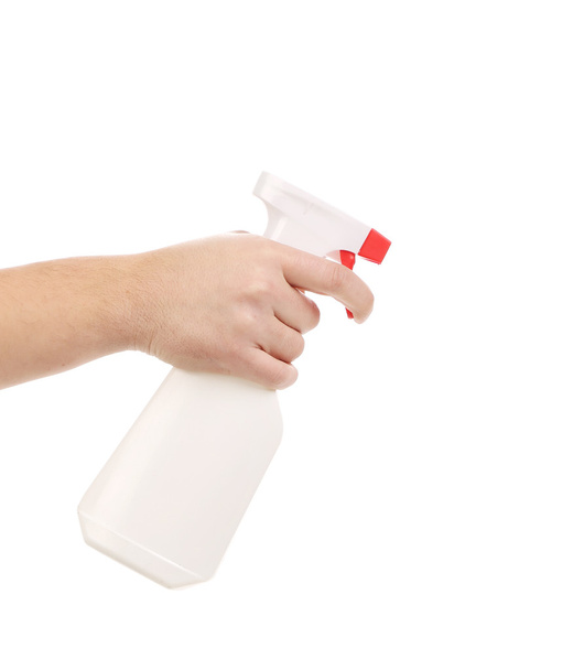 Hand holding spray bottle - Foto, Imagen