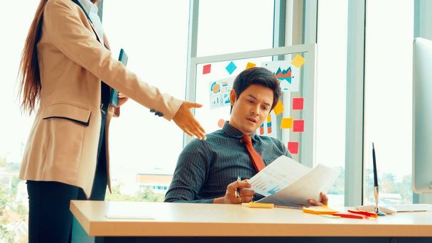 Unhappy business people dispute work problem at office - 写真・画像
