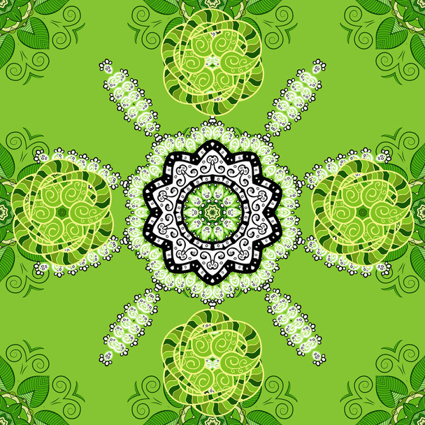 Vector template greeting card, invitation and advertising banner, brochure on a green, black and white colors. Vintage Invitation or wedding card with mandala pattern and elegant floral elements. - Διάνυσμα, εικόνα