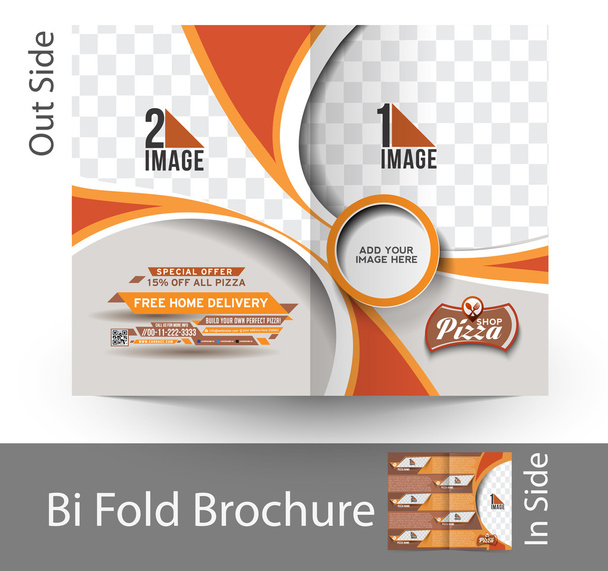 Brochura Bi-Fold Pizza Shop
 - Vetor, Imagem