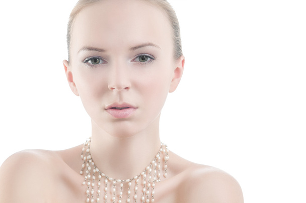 Beauty portrait of girl with necklace - 写真・画像