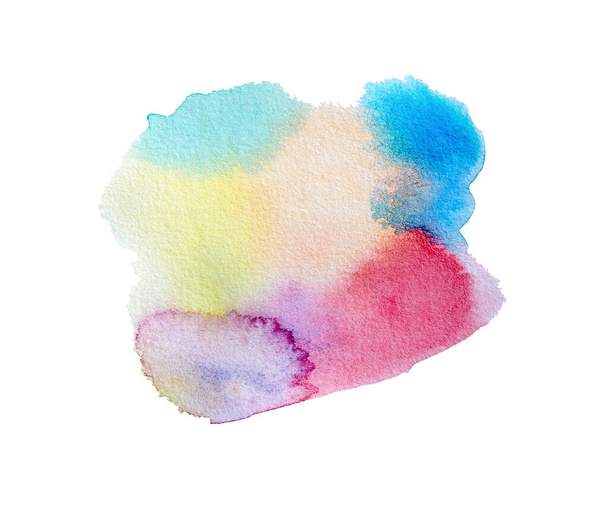 Streszczenie kolorowe ręcznie rysowane sztuka akwarela z jasnoróżowej plamy kroplówki izolowane na białym tle - Zdjęcie, obraz