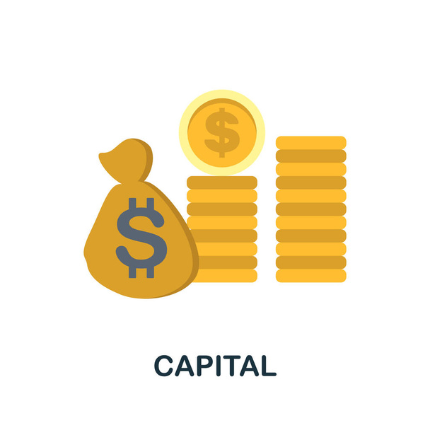 Icono de capital. Ilustración simple de la colección económica. Icono de capital monocromático para diseño web, plantillas e infografías. - Vector, imagen