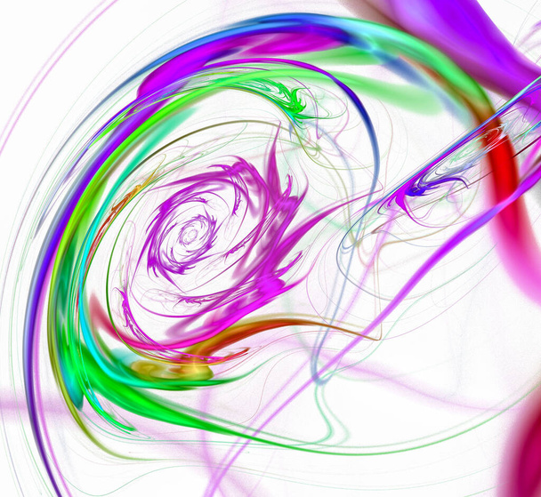 Un colorido vórtice gira en espiral sobre un fondo blanco. Fondo fractal abstracto. renderizado 3d. ilustración 3d. - Foto, imagen