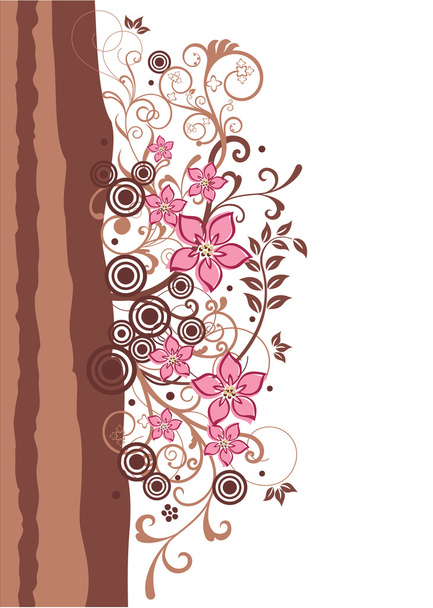 Borda floral marrom e rosa
 - Vetor, Imagem
