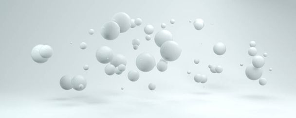 3d flying white balls on a white background - Фото, изображение