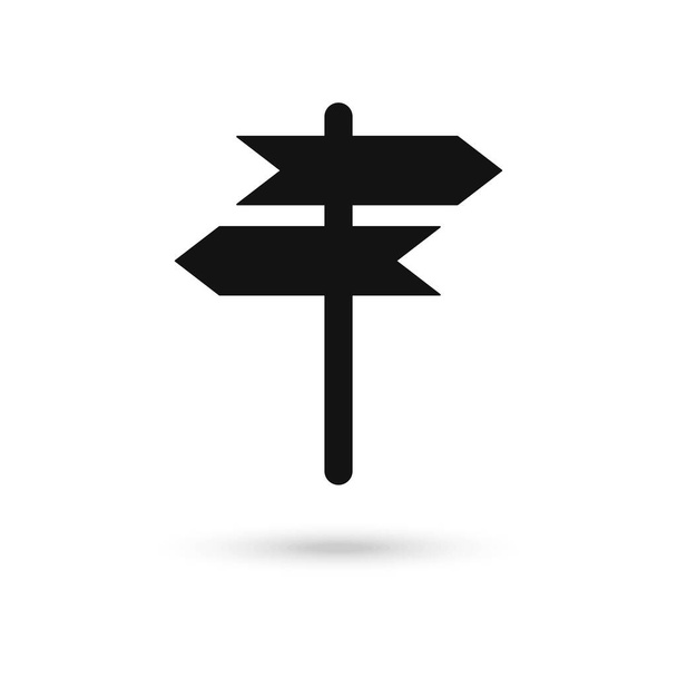 Vetor de ícone de sinal de estrada de direção, pictograma sólido isolado no fundo branco. - Vetor, Imagem