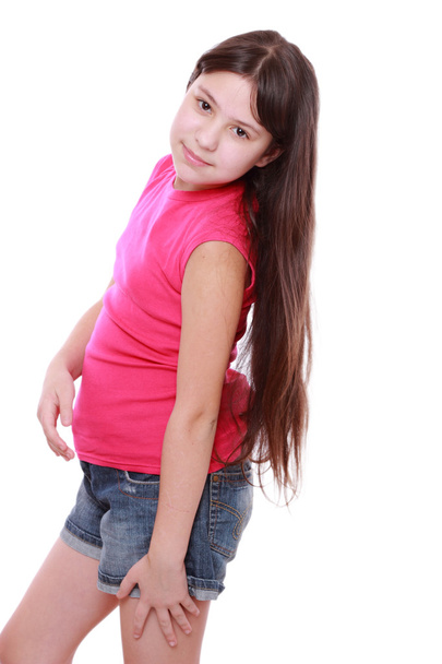 Happy beautiful young girl poses for a picture - Foto, Imagen