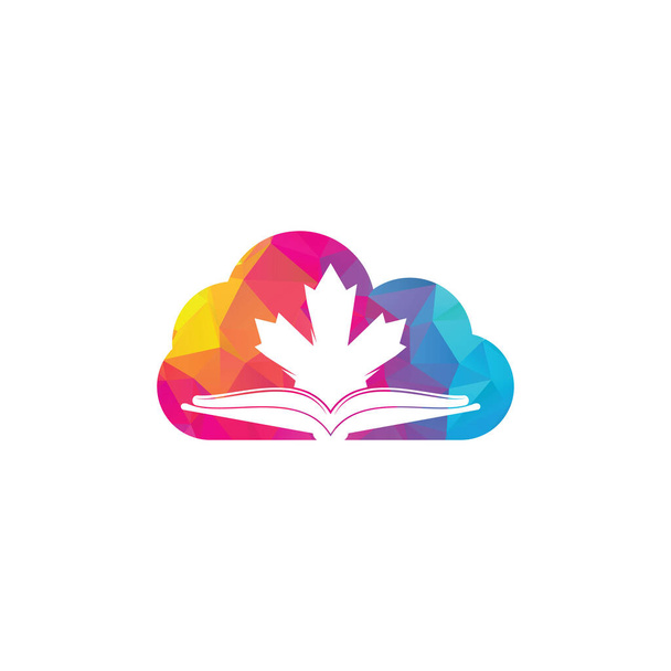 Canadian educação nuvem forma conceito Logo design. Estudo Canadá Logo design. Livro Logo Design. Livro de bordo - Vetor, Imagem