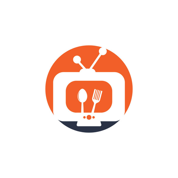 Yemek Kanalı Logo Şablonu Tasarım Vektörü. Cook Channel TV Logo Tasarım Şablonu İlhamı - Vektör, Görsel