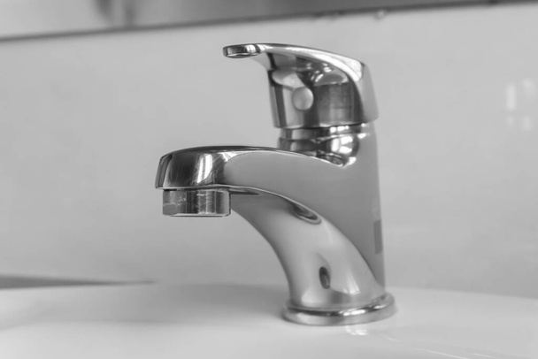 tap silver  clean bathroom closeup. - Photo, Image