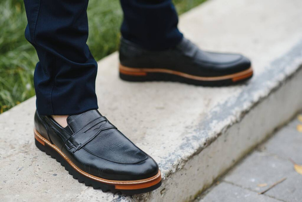 Male elegant shoes and trousers. - Fotó, kép