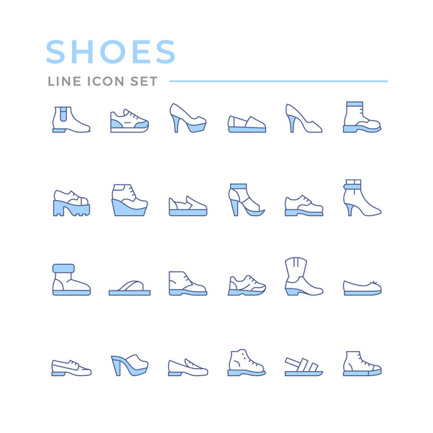 Imposta icone della linea di colore delle scarpe - Vettoriali, immagini