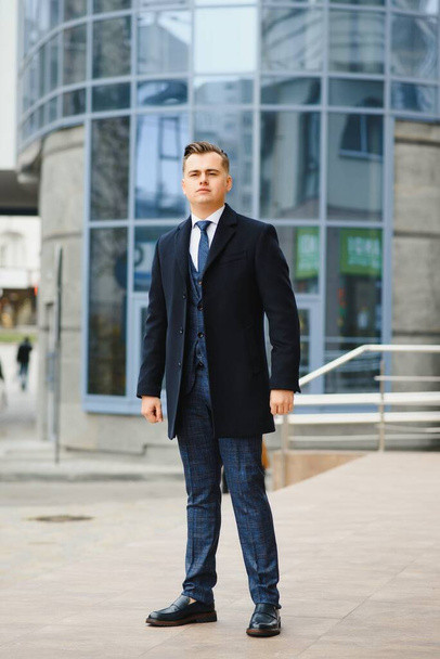 young business man, wearing stylish classic suit - Zdjęcie, obraz