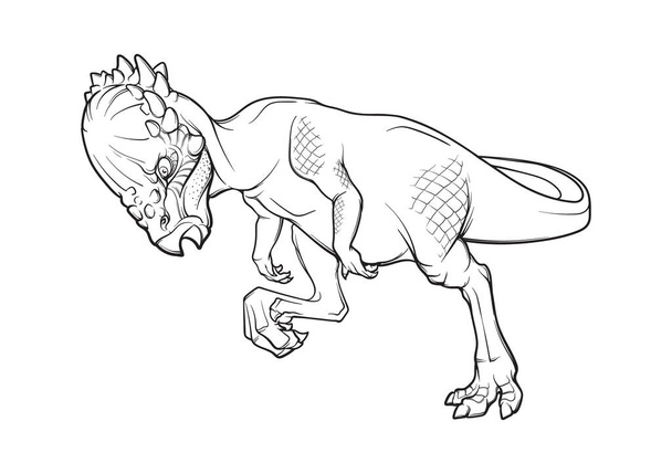 Rysunek linii pachycefalozaura uderzającego głową - Wektor, obraz