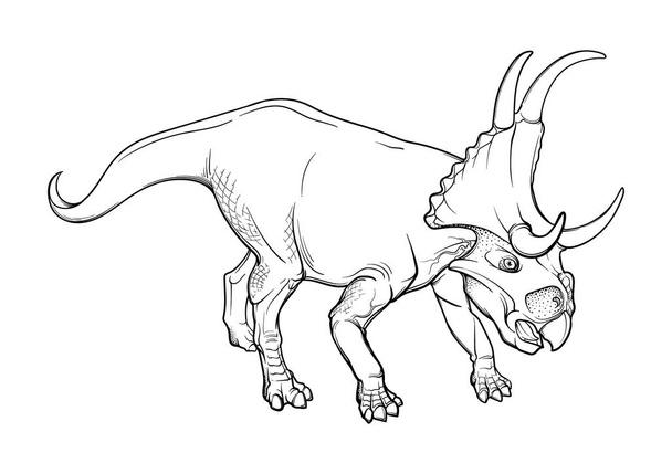andando Diabloceratops listrado - Vetor, Imagem