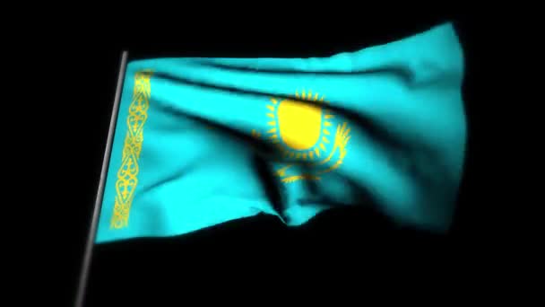 Bandera de Kazajstán, Animación 3D realista de la bandera ondeante. Bandera de Kazajstán ondeando en el viento. Bandera nacional de Kazajstán. bandera animación de bucle sin costuras. 4K de alta calidad, renderizado 3D - Metraje, vídeo