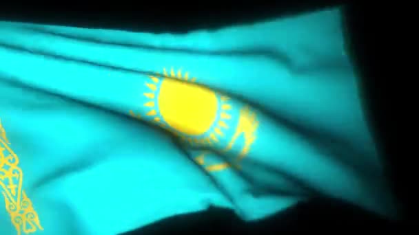 Kazachstan vlag, realistische 3D animatie van zwaaiende vlag. Kazachstan vlag wapperend in de wind. Nationale vlag van Kazachstan. vlag naadloze lus animatie. 4K Hoge kwaliteit, 3D render - Video
