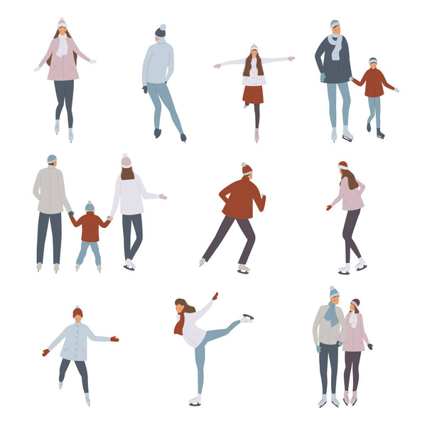 People ice skating - Vector, Image