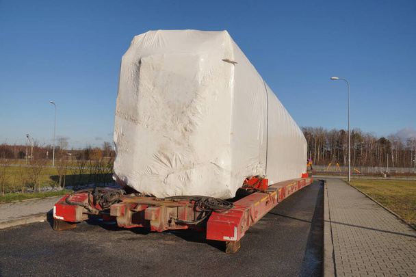 Oversize load. The truck during a break in travel.  Heavy road transport.  - Photo, Image