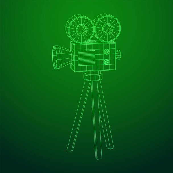 Polygonal camera projector. Movie time. Show film cinema festival concept. - Vektör, Görsel