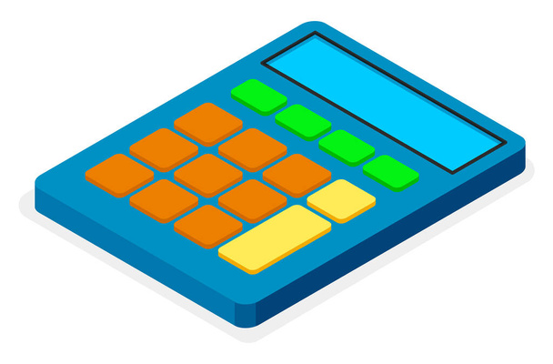 Blue calculator flat design icon, electronic device for math calculations with colored buttons - Vektori, kuva