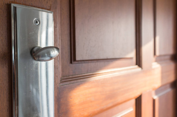 door knob wood lock closeup. - Photo, Image