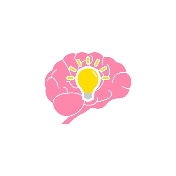 Creative idea icon. Human brain with lightbulb idea concept. Vector - Vector, Image