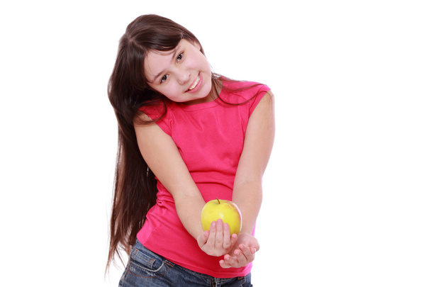 Girl with apple - Foto, afbeelding