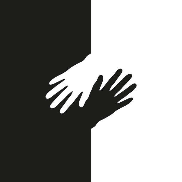 fekete-fehér emberi kéz izolált - Vektor, kép