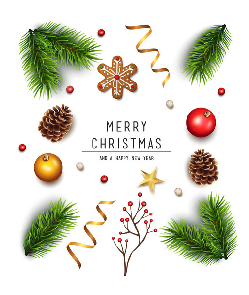 Christmas Background with ornaments. Vector illustration - Vector, Image