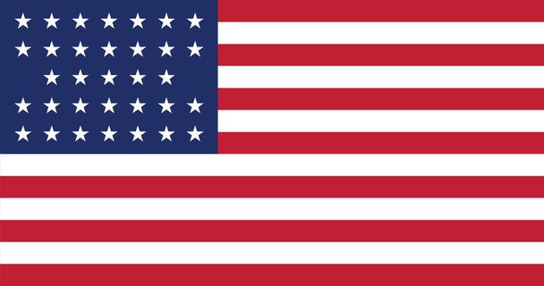 Former American Historic Vector Flag of the United States between 1859 and 1861 (33 stars) - Vector, Image