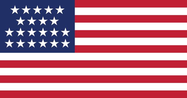 Πρώην αμερικανική ιστορική σημαία διάνυσμα των Ηνωμένων Πολιτειών μεταξύ 1819 και 1820 (21 αστέρια) - Διάνυσμα, εικόνα