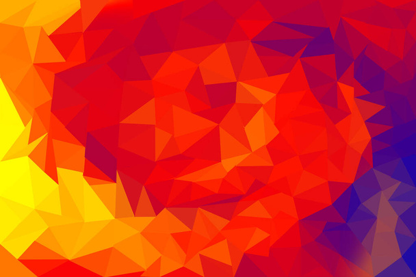 赤、黄色、オレンジ、青の多角形のモザイクの背景 - 写真・画像