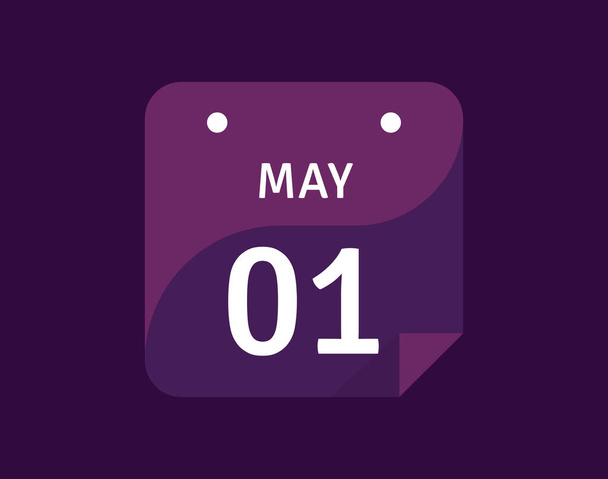 1 Maio, Maio 1 ícone Dia Único Calendário Ilustração vetorial - Vetor, Imagem