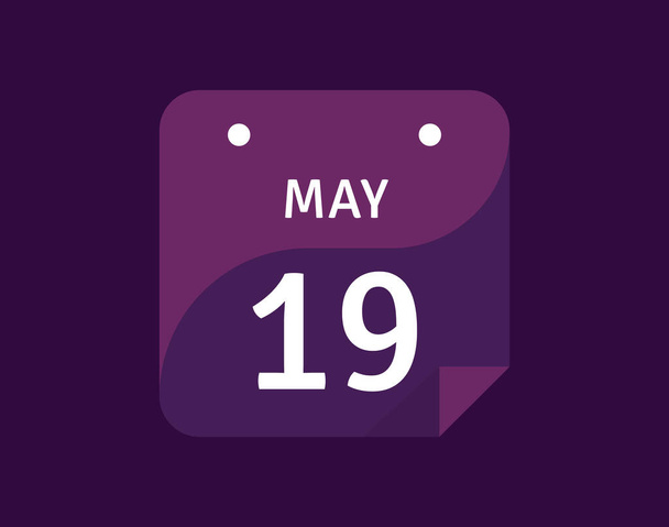 Május 19, Május 19 ikon Egynapos naptár Vektor illusztráció - Vektor, kép
