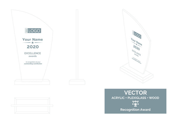 Trophy Vector malli, Business Distinction Award, Corporate Recognition Award, Työntekijän akryyli palkinnot - Vektori, kuva
