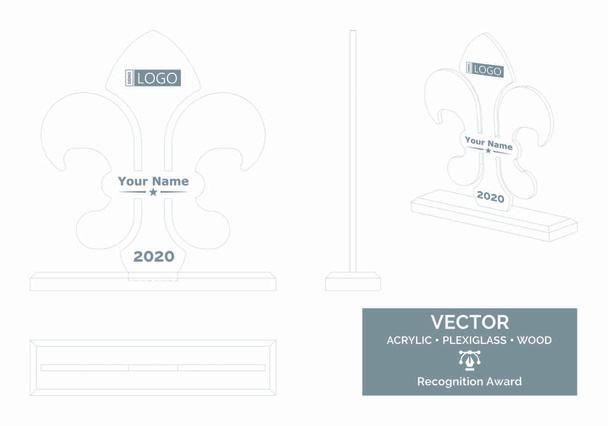 Modèle vectoriel de trophée Fleur de lis, trophée Prix de distinction, trophée de reconnaissance - Vecteur, image