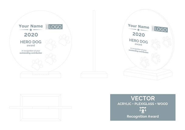 Шаблон вектора лап собак, приз отличия лап кошек, приз за распознавание домашних животных - Вектор,изображение