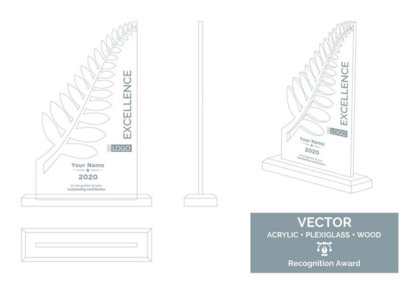 Plantilla de vector de trofeo de helecho, Premio de distinción de trofeo de negocio, Premio de trofeo de reconocimiento de empleados - Vector, Imagen