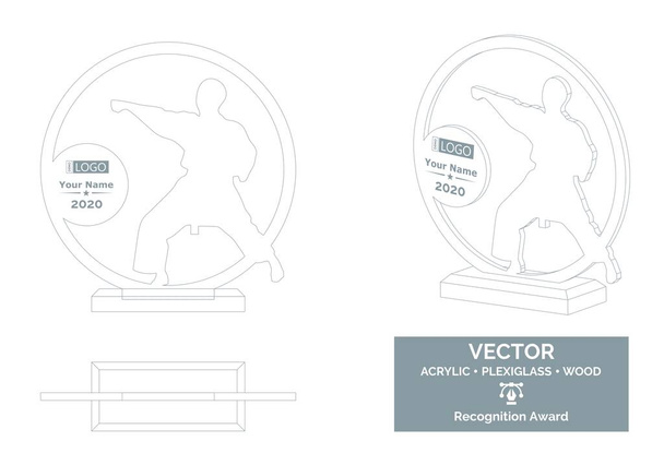Modelo do vetor do troféu das artes marciais, prêmio do troféu do karate, prêmio do troféu do reconhecimento - Vetor, Imagem
