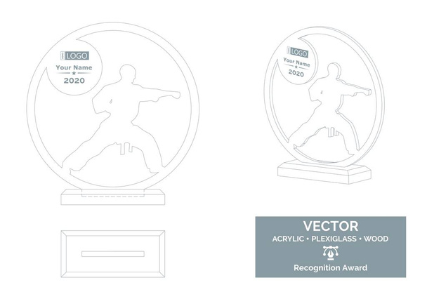 Szablon Wektora sztuk walki, Nagroda Karate Trophy, Nagroda Trofeum Uznania - Wektor, obraz