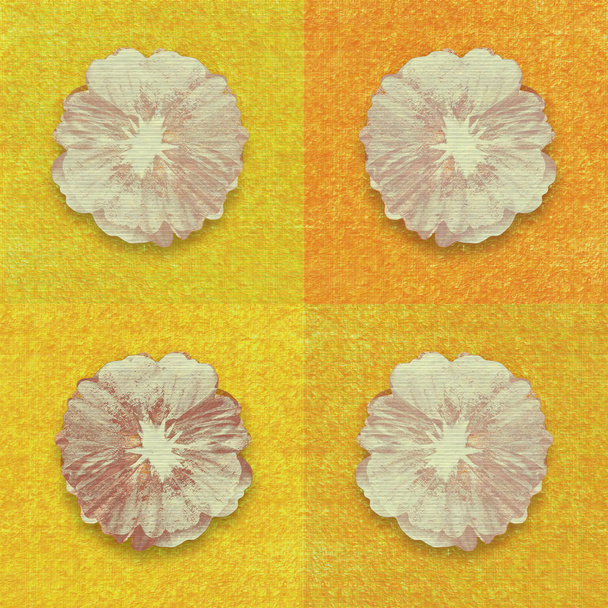 druk na tle żółty i pomarańczowy kwiat - Zdjęcie, obraz