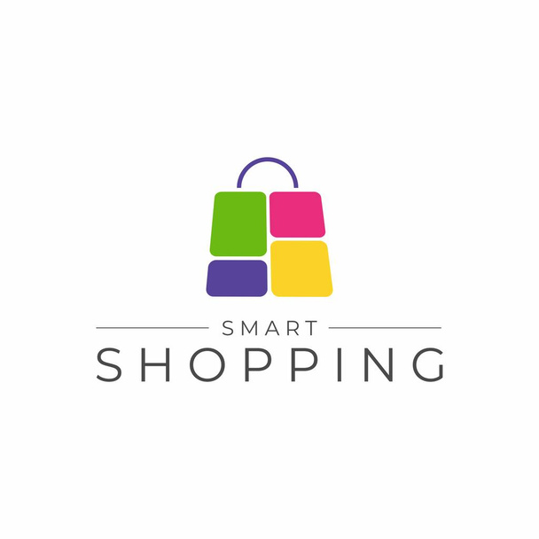 Smart shopping logo template. Shopping bag logotype. Online shop logo. Shopping application icon. - Vector, Image