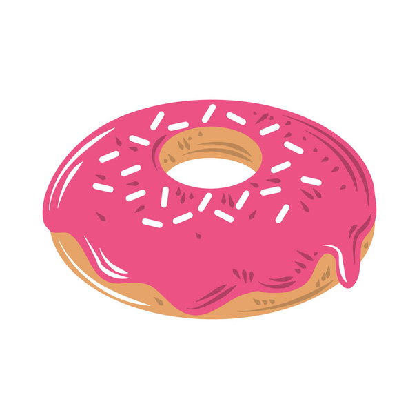 милый пончик сладкий десерт икона украшения мультфильма - Вектор,изображение
