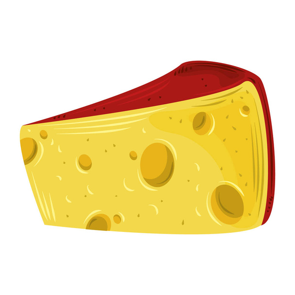 alimentos, rebanada producto de queso aislado fondo blanco - Vector, Imagen