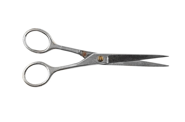 Vintage barber scissors, isolated on white background - Photo, Image