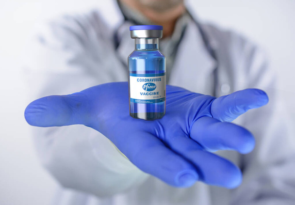 ALEMANIA - NOV, 10 de noviembre de 2020: Se encontró que la vacuna Covid desarrollada conjuntamente por Pfizer y BioNTech es eficaz para prevenir el 90% de las infecciones por Coronavirus Covid-19 - Foto, imagen
